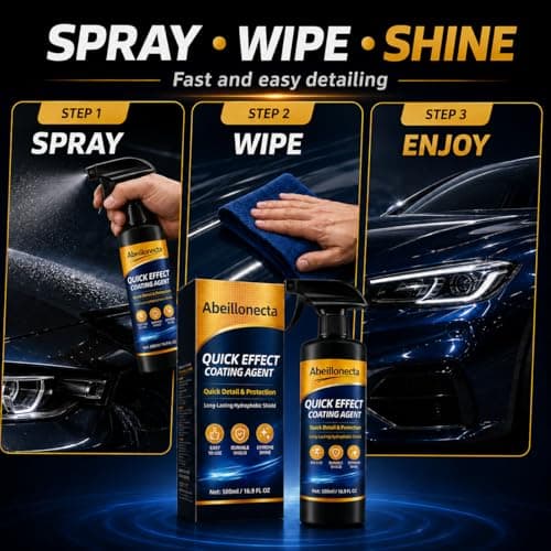 500ML Car Coating Spray(16.9FL OZ), 2 Pcs Quick Coating Agent for Car Paint Protection, Automobile Cleaners-Waterless Car Wash & Shine Spray, Multi-Surface Car Polish for Paint, Glass and Plastic