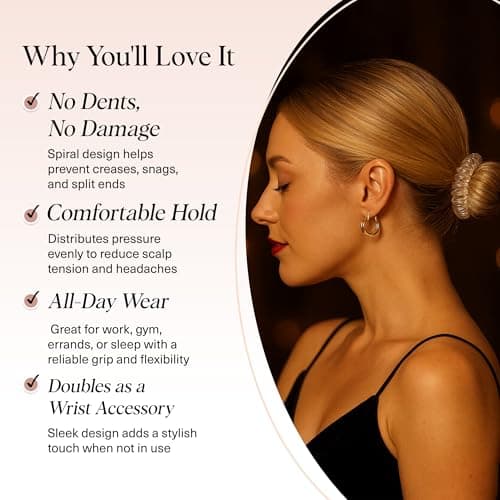 Kitsch Spiral Hair Ties for Women – Coiled Plastic Hair Ties No Damage, Ponytail Holders for Thick and Thin Hair – Creaseless and Dent-Free, Phone Cord Style - Clear, 8 Pcs — view 4