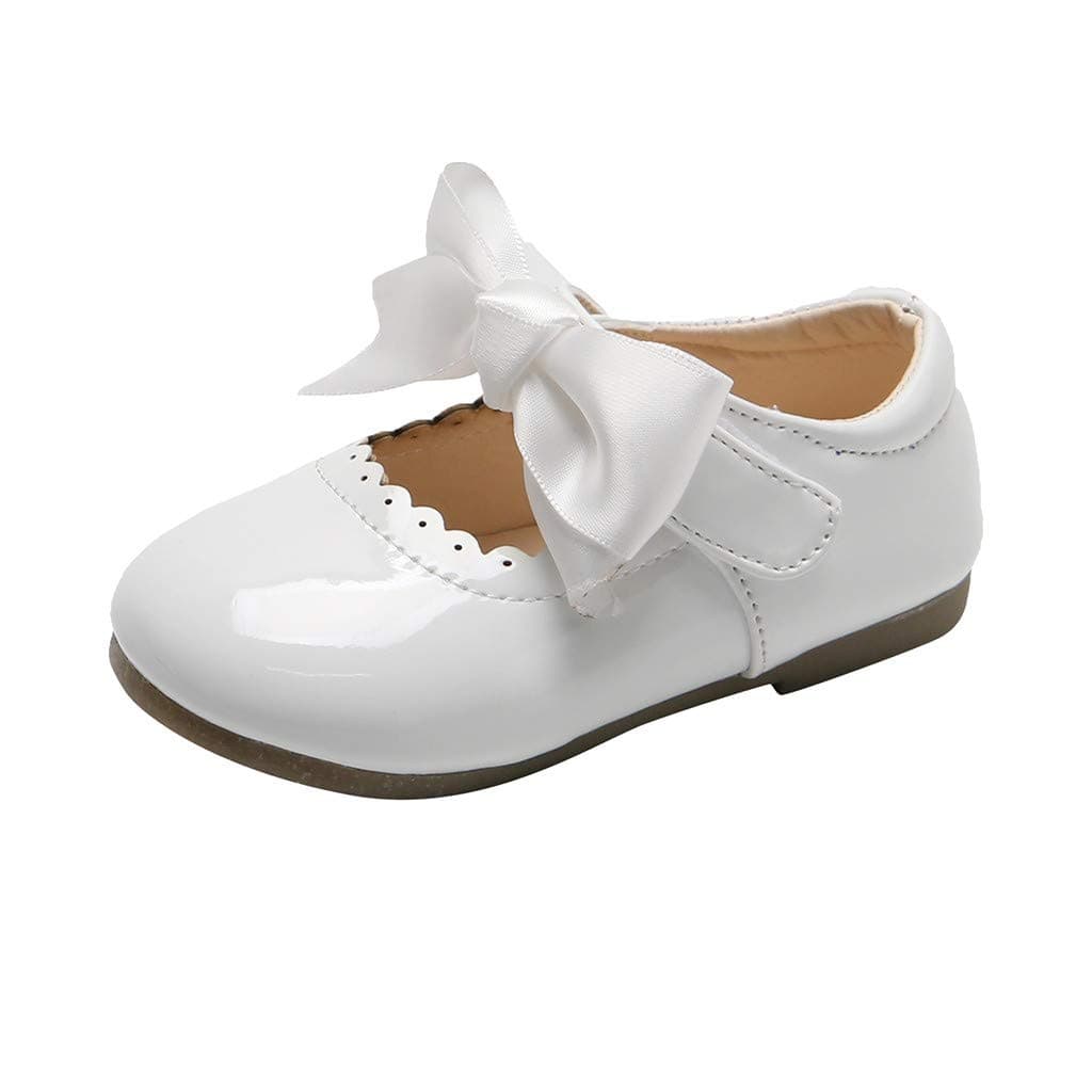 Infant Baby Girls Leather Shoes Soft Sole Bowknot Walking Shoes Moccasinss Crib Shoes Princess Wedding Dress Mary Jane Flats Prewalker Newborn Light Baby Sneaker Shoes