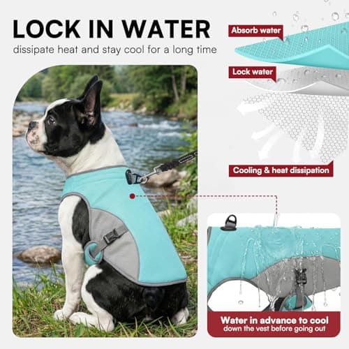 Preferhouse Dog Cooler Jacket for Extra Large Dogs, Dog Mesh Cooling Vest with Reflective Stripe and D Ring, Pet Cooling Jacket for Beach, Hiking, Walking, Blue-XL — view 2