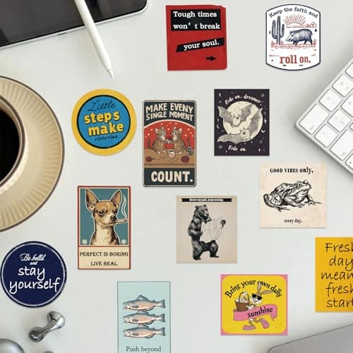 100 PCS Funny Stickers for Adults, Waterproof Vinyl Sticker Pack, Vintage Patchwork Positive + Chaos Meme Negative, Positive + Negative Contrast Decals for Laptop, Water Bottle, Journal — view 5