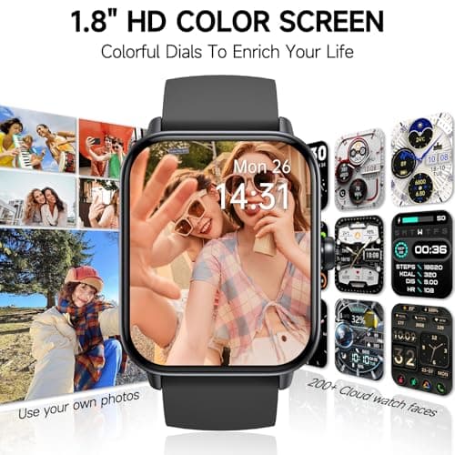 Smart Watch for Men Women (Answer/Make Call), Alexa Smartwatch Compatible with Android iOS, Fitness Tracker with Heart Rate SpO2 Sleep Monitor, 1.8'' HD DIY Dial Waterproof Watch with Bluetooth Call — view 6