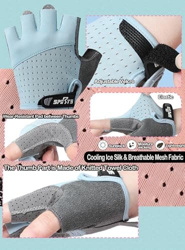 Bawnhaw Kids Fingerless Cycling Gloves Non-Slip Bike Gloves for Girls Boys 3-6T, Blue Breathable Half Finger Youth Girls Gloves for Biking, Skating, Scooter, Sports