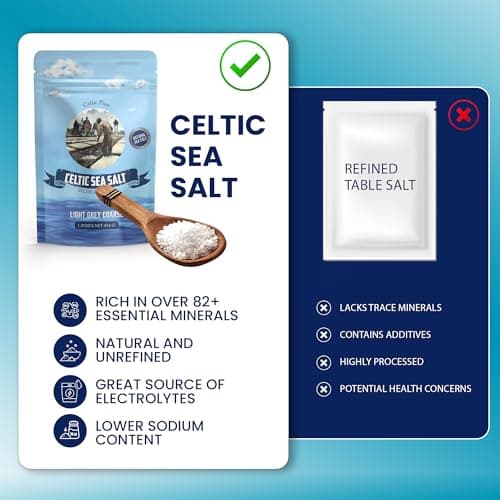1lb Celtic Sea Salt - (454g) | 100% Organic Unrefined Celtic Salt | Rich in 82+ Essential Minerals | Hand Harvested Light Grey Coarse Celtic Salt Crystals from France — view 2