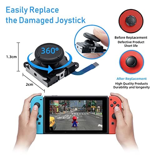 Mcbazel Joycon Joystick Replacement for Nintendo Switch, Switch OLED, Switch Lite(NOT for Switch 2) - 3D Replacement Joystick Analog Thumb Stick with +&Y-Screwdriver, Pry Tool, Tweezer Kit — view 2