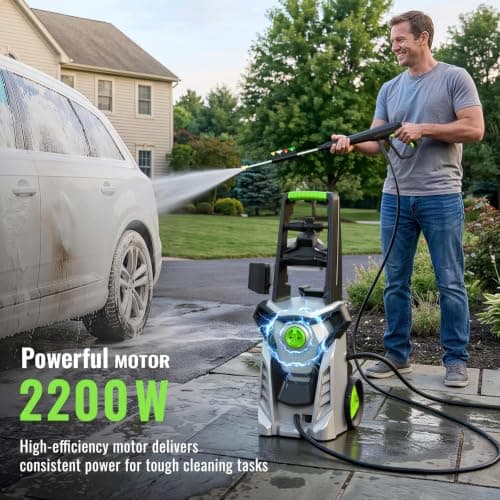 Pressure Washer, 4800PSI 2.9GPM Max Electric Power Washer with Foam Cannon, 4 Quick Connect Nozzles, 23FT Hose for Cars, Fences, Patios, Decks, Patios and Driveway — view 2