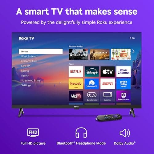 Roku Smart TV – 32-Inch Select Series, 1080p Full HD TV – Roku TV with Voice Remote – Flat Screen LED Television with Wi-Fi for Streaming Live Local News, Sports, Family Entertainment — view 2