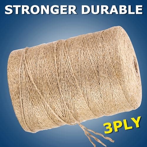 Vanhench 805FT Natural Jute Twine String, Bulk Hemp Jute Rope Cord Twine for Crafts Gardening, Gift Wrapping, Wedding Décor, Packing Material Burlap Ribbon, Christmas Knitting Macrame Decoration — view 3