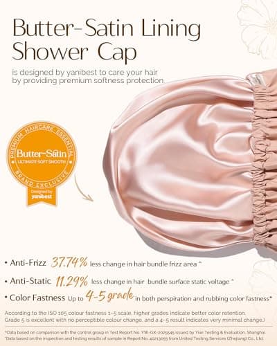 Yanibest Satin Lined Shower Cap for Women Reusable Waterproof — view 2