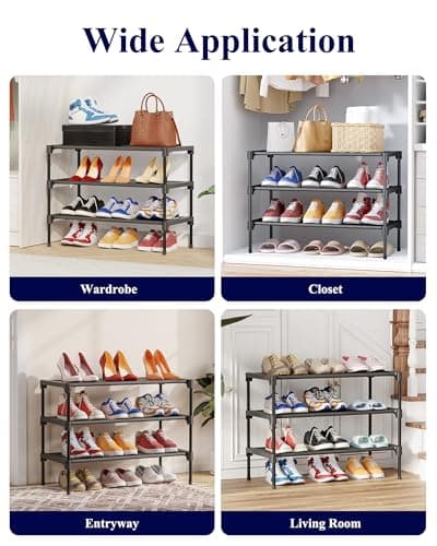 Kitsure Shoe Rack - Non-Woven Shoe Rack Shelf, Shoe Organizer for Closet, Entryway, Garage & Corridor, Stackable Shelves, 70 x 30 x 47cm, Black — view 8