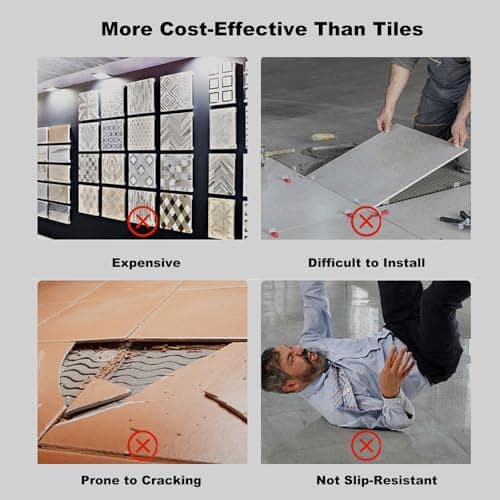 Self Leveling Epoxy Colored Sand Floor Paint, Fast Drying, Stain-Resistant For Concrete Tile Wood Countertop Decorative Finish (Red) — view 2