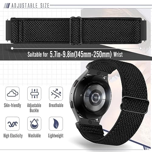 Runostrich Quick Release Nylon Watch Band - Choice of Width - 18mm, 19mm, 20mm, 22mm, 24mm Elastic Watch Straps Adjustable Stretchy Solo Loop Sport Nylon Replacement Wristband for Women Men, 3pcs — view 4