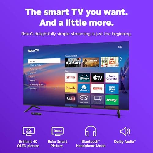 Roku Smart TV 2026 – 65-Inch Select Series, 4K QLED TV – Roku TV with Voice Remote – Flat Screen QLED Television with Wi-Fi for Streaming Live Local News, Sports, & Movies – Bluetooth Headphone Mode — view 2