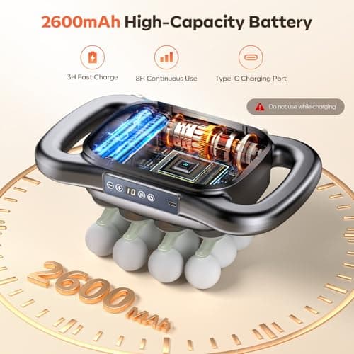 16-Head Electric Massage Gun, Deep Tissue Muscle Massager for Back Neck Shoulder Pain Relief, Rechargeable Handheld Massager for Office Gym Home (Gray) — view 4