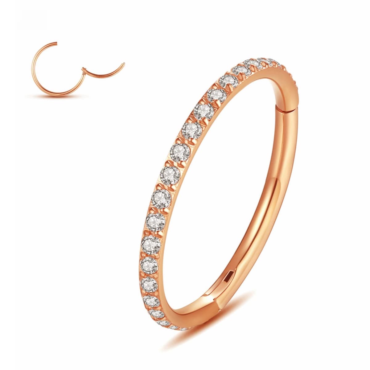 Yrogcu 20G 18G 16G 14G Single/Double Hoop Stainless-Steel Seamless-Hinged-Piercing Segment-Clicker Nose-Ring-Hoop : Diameter 6mm 8mm 10mm 12mm Cartilage Earrings — view 36