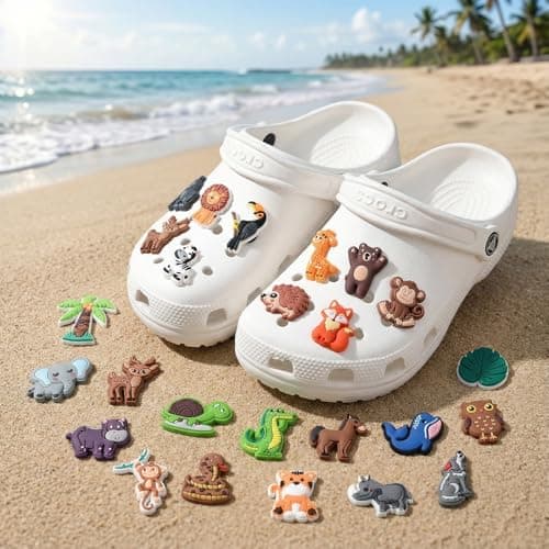 Volumoon 25 PCS Animal Theme Shoe Charms Set, Cute Cartoon Decorative Shoe Charms, Assorted Colors & Styles Shoes Accessories for Girls Boys Teens Adults Birthday Party Festival Gift — view 4