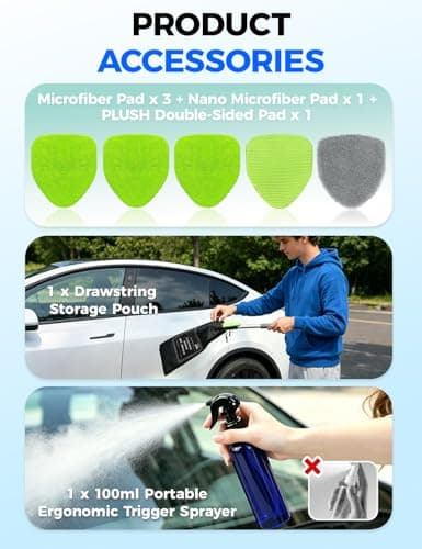 XINDELL Windshield Cleaner Tool – Car Interior Window Cleaning Kit with Extendable Handle & 4 Microfiber Pads, Auto Wiper Inside Windshield Brush for Car & Home Windows — view 4