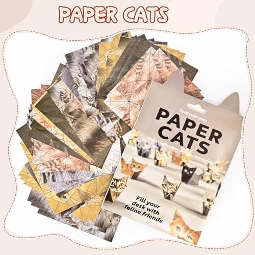 Cute Cat Origami Paper Kit, 3D DIY Paper Cats to Fold, 50 Colorful Sheets, Easy Craft for Beginners, Screen-Free Activity, Desk Decor & Gift for Cat Lovers (动物)