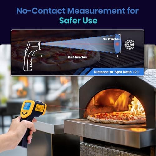 Etekcity Lasergrip 1080 Laser Thermometer Digital Infrared Thermometer Temperature Gun for Kitchen Cooking BBQ Grill and Bath Water, -58℉~1130℉ (-50℃～610℃), Yellow and Black — view 5