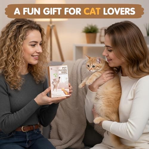 AGIFTMIND Cat Fetch Toy, Rechargeable Flying Disc Launcher with 6 Flying Discs, Cat Interactive Hunting Toys for Outdoor & Indoor (White) — view 5