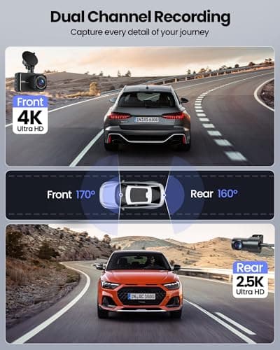 DELLFY Dash Cam Front and Rear Camera with App Control, 4K+2K Dashcams for Cars with 5G WiFi, Night Vision, G-Sensor, Loop Recording & 24H Parking Mode, 170°Wide Angle, 32GB Card — view 7