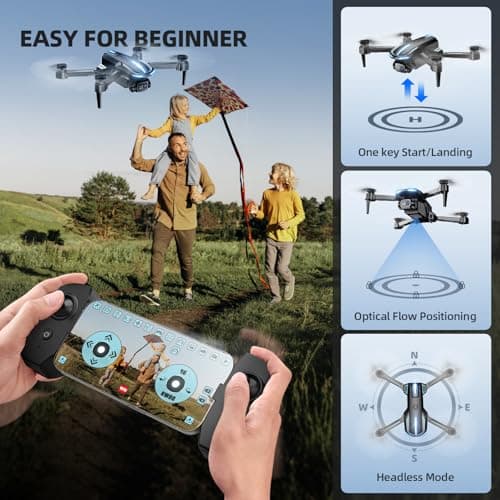 Drone with Camera for Adults Beginners Kids, Fun 1080P Foldable Mini Drone for Exciting Indoor Outdoor Play, RC Quadcopter with 2 Batteries, One Key Start, Easy to Fly, Altitude Hold, 3D Flips — view 3