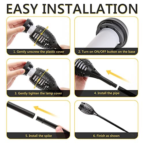 Toodour Solar Flame Torch Lights, 12 Pack Solar Lights Outdoor with Flickering Flame, Waterproof Solar Pathway Lights Landscape Decoration Lighting for Garden, Lawn, Patio, Yard, Outdoor Decorations — view 6