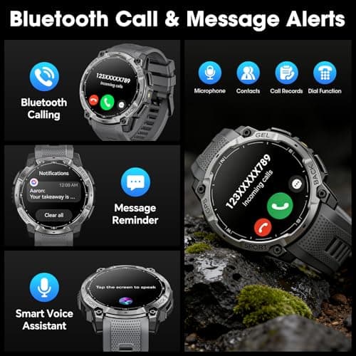 Military Smart Watch for Men with GPS, 1.43" AMOLED Bluetooth Call, LED Flashlight, Rugged Tactical Watch for Android iOS, 3ATM Waterproof Fitness Tracker with Heart Rate Pedometer — view 5