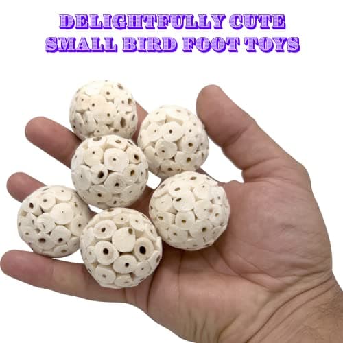 5122 Mini Sola Balls Pk6 - Small Size Natural Chewable Foot Toys, Air Dried Lightweight Foraging Sola Wood Balls, Easy to Shred and Chew, Excellent for Small Pets Budgie Cockatiel Lovebird Parrotlet — view 2