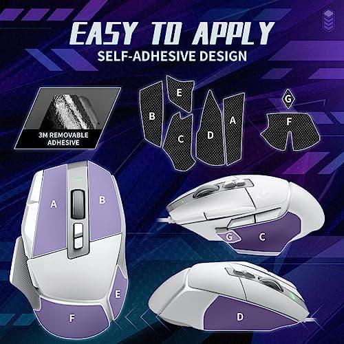 TALONGAMES Mouse Anti Slip Grip Tape Compatible with Logitech G502 X Wired / G502 X Wireless Gaming Mouse, Palm Sweat Absorption, Thin 0.5mm, Cut to Fit, Easy to Apply, Mouse Skin — view 4