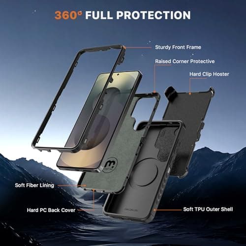 M MYBAT PRO for Samsung Galaxy S26 Ultra Case with Belt Clip Holster,Heavy Duty Protection Case for Galaxy S26 Ultra,Anti-Drop,Shockproof Cover,with 360°Rotating Kickstand Black — view 4