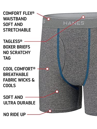 Hanes Boys' Underwear Boxer Briefs Pack, lightweight Comfort Flex Underwear, Moisture-Wicking Boxer Briefs for Boys, 10-Pack MEDIUM — view 2