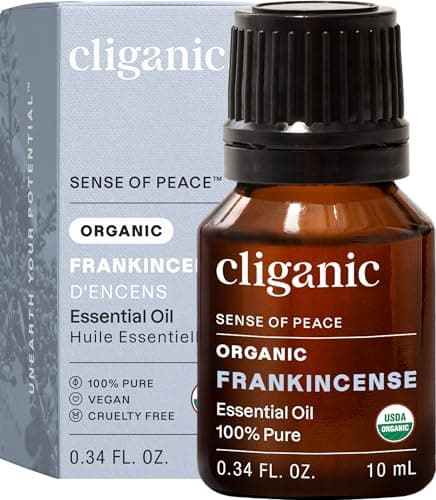 Cliganic Organic Frankincense Essential Oil, 100% Pure Natural Undiluted, for Aromatherapy | Non-GMO Verified