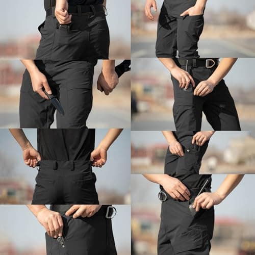 Cargo Pants for Men Work Construction Tactical Pants Lightweight Ripstop Military Pant with Pockets Outdoor Hiking Black — view 2