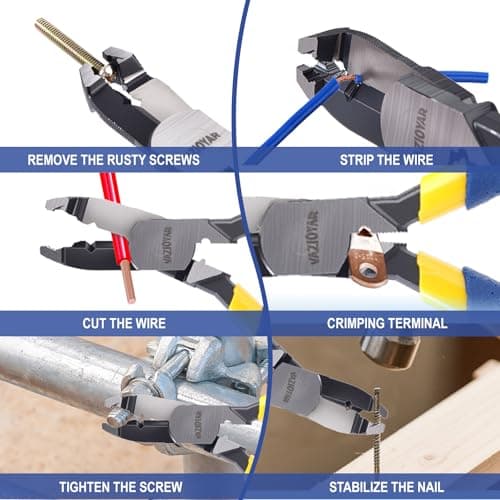 VAZIOYAR Multi-Function Screw Extractor Pliers, Non-Slip Screw Removal Tool, Extracts Stripped, Broken, Rusted Screws, Screw Pliers for Tightening, Loosening and Gripping Nuts and Bolts，Wire pliers — view 2