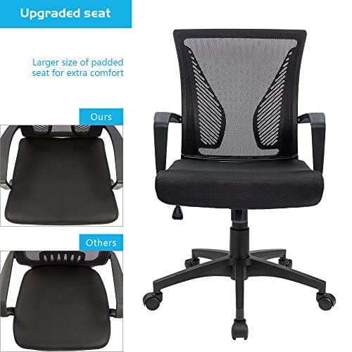 Furmax Office Chair Ergonomic Computer Desk Mesh Chair Mid Back Swivel Lumbar Support with Armrest (1, Black) — view 3