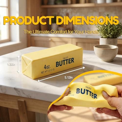 2 PCS Slow Rising Butter Squishy Toys, Soft Squeeze Stress Relief for Office and Home, Sensory Fidget for Anxiety Relief and Focus, Yellow — view 4