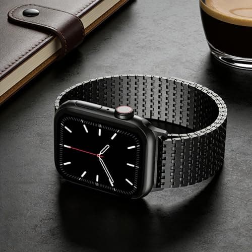 BEAEN Magnetic Mesh Loop Band Compatible with Apple Watch Band 49mm 46mm 45mm 44mm 42mm 40mm 41mm 38mm Men Women, Stainless Steel Adjustable Metal Strap for iWatch Series 10 9 8 7 6 5 4 3 2 1 Ultra SE — view 3