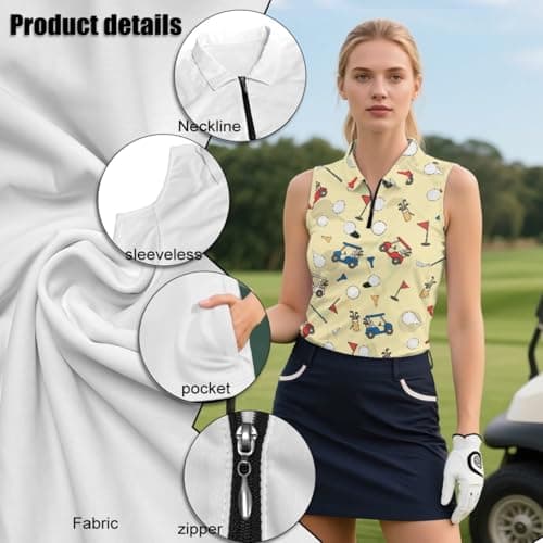 GULANGYU Matching Polo Shirts for Couples Golf Shirts Dry Fit Performance Workout Tops Activewear Polos for Women Men S-2XL, Golf Theme Yellow, X-Large — view 4