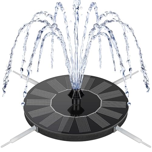 Mademax Solar Bird Bath Fountains, Upgrade 1.4W Solar Fountain Pump with 8 Nozzles & 4 Brackets, Free Standing Floating Solar Powered Water Fountain Pump for Bird Bath, Garden, Pond, Pool, Outdoor