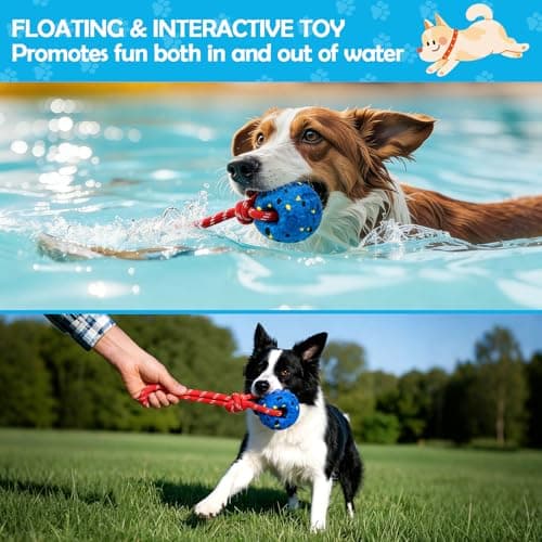 BABORUI Floating Dog Pool Toy – Durable E-TPU Dog Water Toy for Fetch & Chew, Bright Floating Dogs Toys for Pool, Beach & Outdoor Play – Dogs Beach Essentials (Rope Ball) — view 4