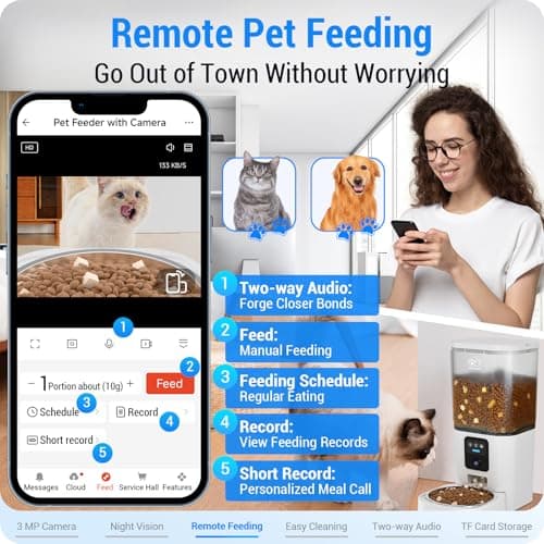 Automatic Cat Feeder with 2K Camera: 5G WiFi Automatic Dog Feeder with Night Vision,Cat Food Dispenser with 7L Large Food Storage Container for Multiple Pet,Detachable for Easy Clean -29 Cup(ACF100W) — view 3