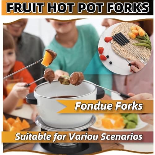 6Pcs Stainless Steel Fondue Forks 9.1" Fondue Sticks Fondue Cheese with Heat Resistant Handle Color Fondue Set for Grill Cake Chocolate Meat Fruits Cheese Fondue Fountain Roast Marshmallows Dessert — view 3