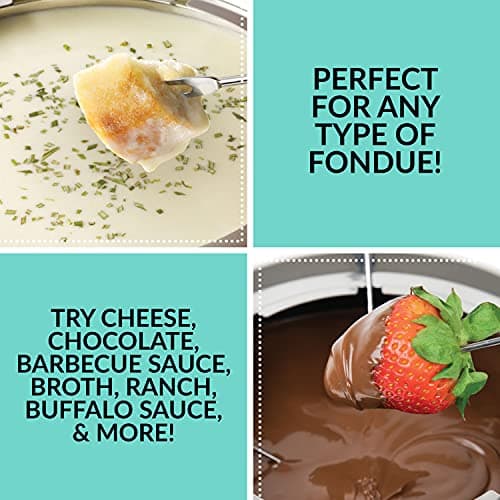 Nostalgia 12-Cup Electric Fondue Pot Set for Cheese & Chocolate - 8 Color-Coded Forks, Temperature Control - Stainless Steel Kitchen Gadgets and Appliances for Hors d'Oeuvres and More - Aqua — view 5