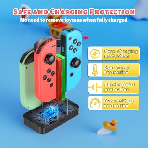 FastSnail Charging Dock Compatible with Nintendo Switch for Joy Con & OLED Model Controller with Lamppost LED Indication, Charger Stand Station with Charging Cable — view 3