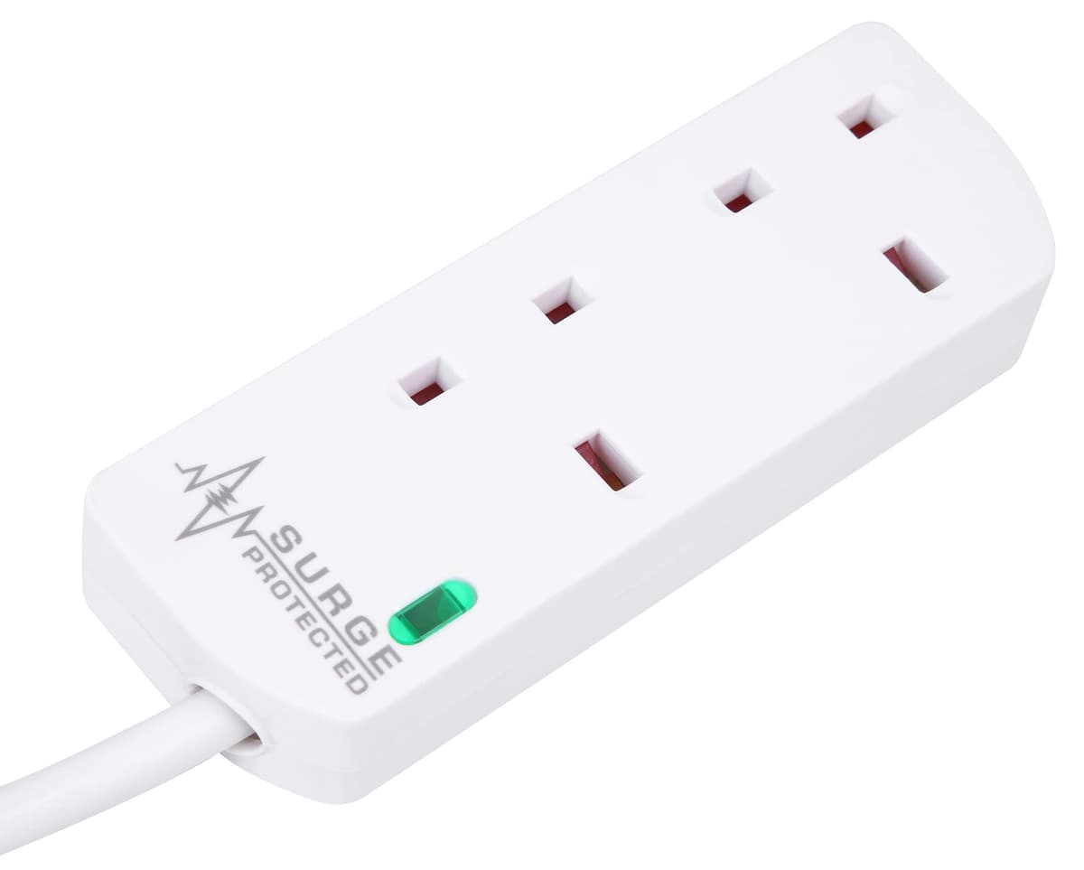PRO ELEC PELB1951 2 Gang Surge Protected Extension Lead White, 10m — view 4