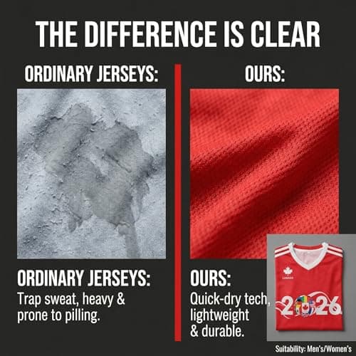 Keepatin Team Canada Soccer Jersey, One Piece Youth&Adult Canada Soccer Jersey, Size S-3XL Red World Football Jersey, Maple Leaf Country Fan T-Shirt, Football Cup Merchandise, Soccer Apparel for Men — view 4