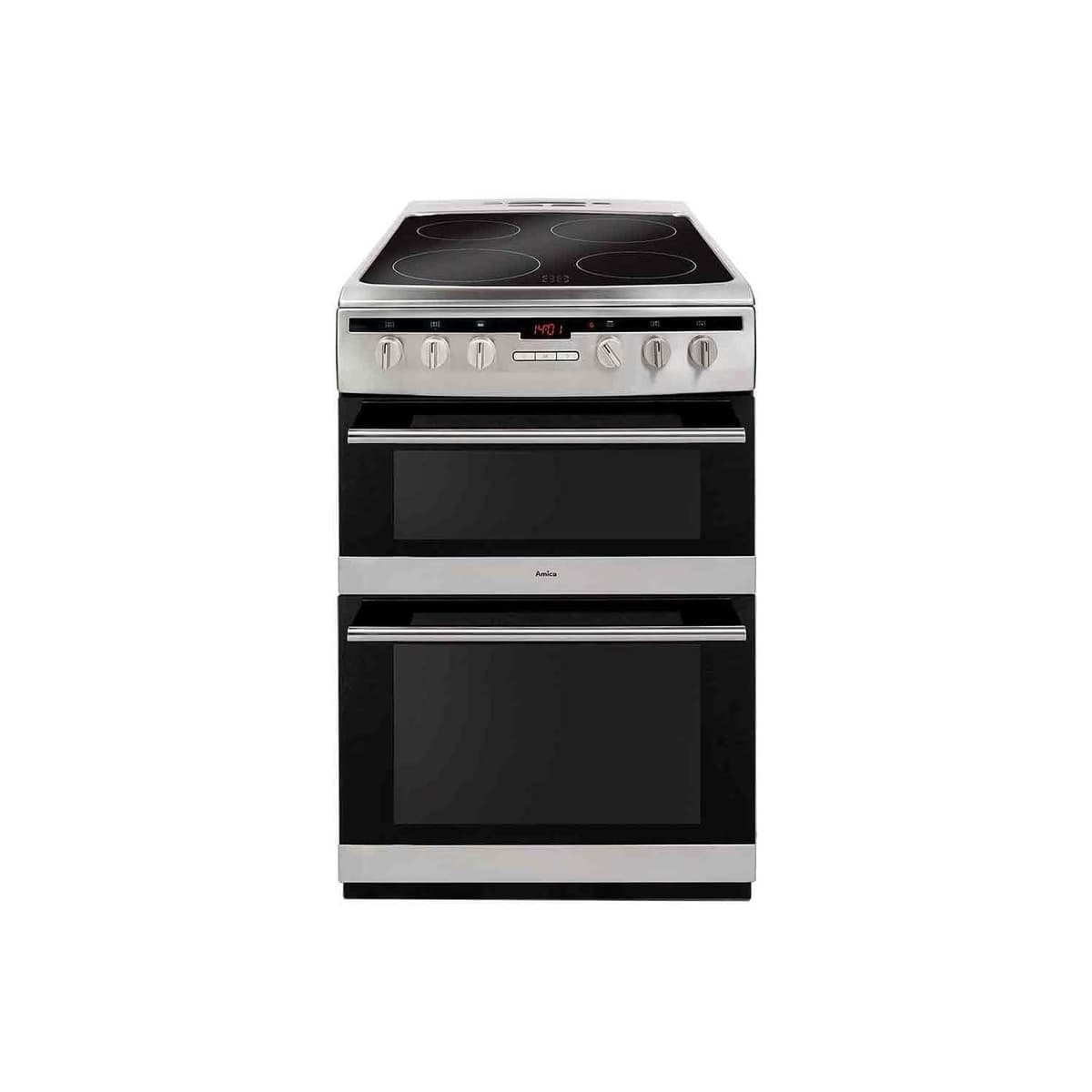 Amica 60cm Double Oven Electric Cooker with Ceramic Hob - Stainless Steel