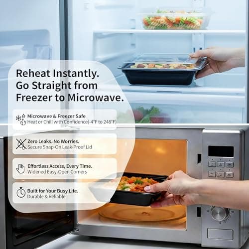 Voatree 60 Pack 20 oz Meal Prep Containers Reusable, Plastic Food Storage Container with Lids,Leakproof To Go Lunch Boxes, BPA-Free,Freezer, Microwave, Dishwasher Safe Take Out Containers — view 5
