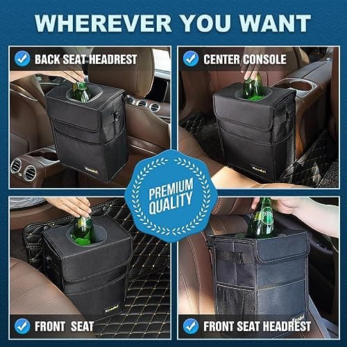 K KNODEL Car Garbgae Can with Lid, Car Trash Can (Medium, Black) — view 4